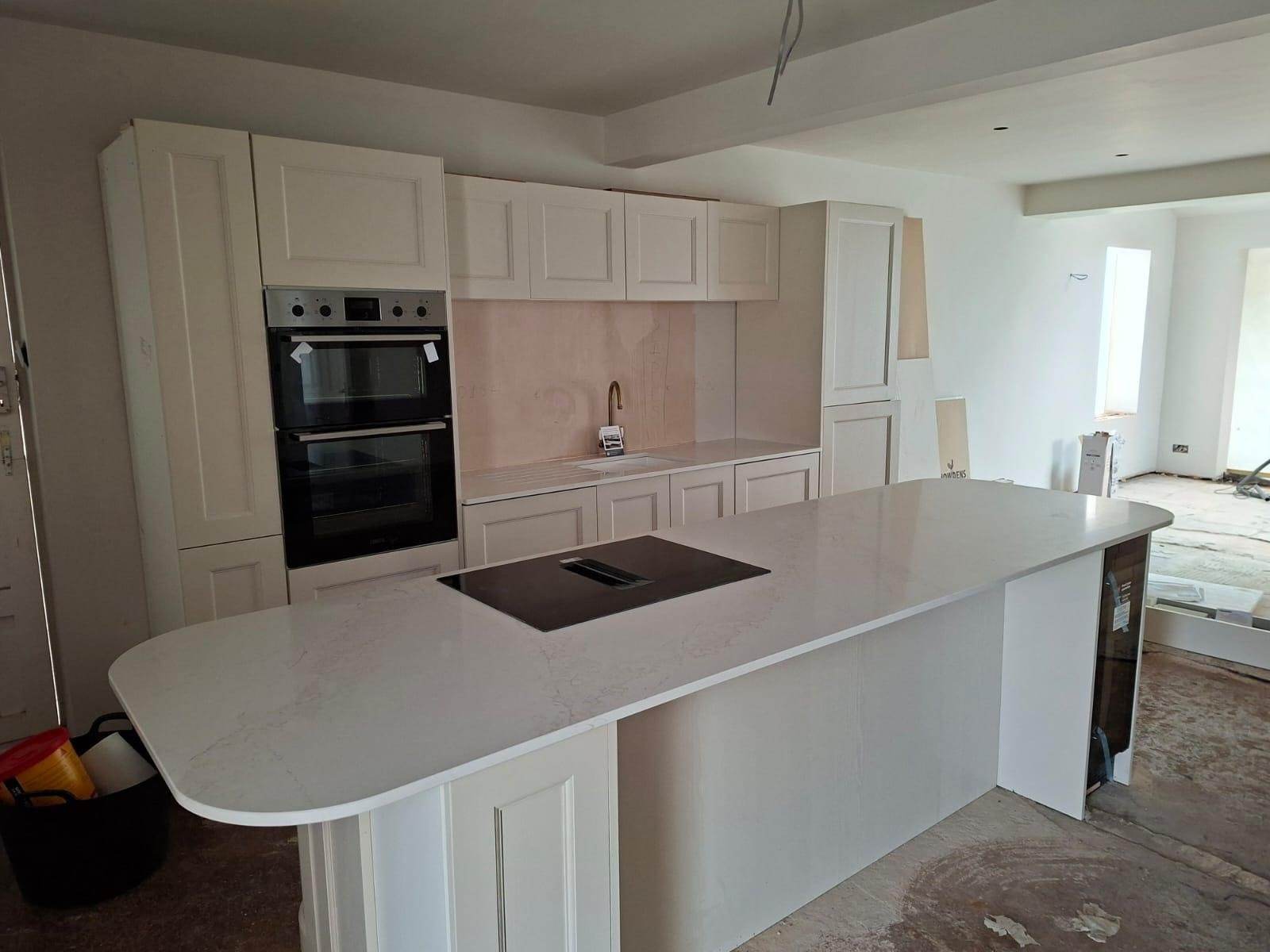 Finished open-plan kitchen