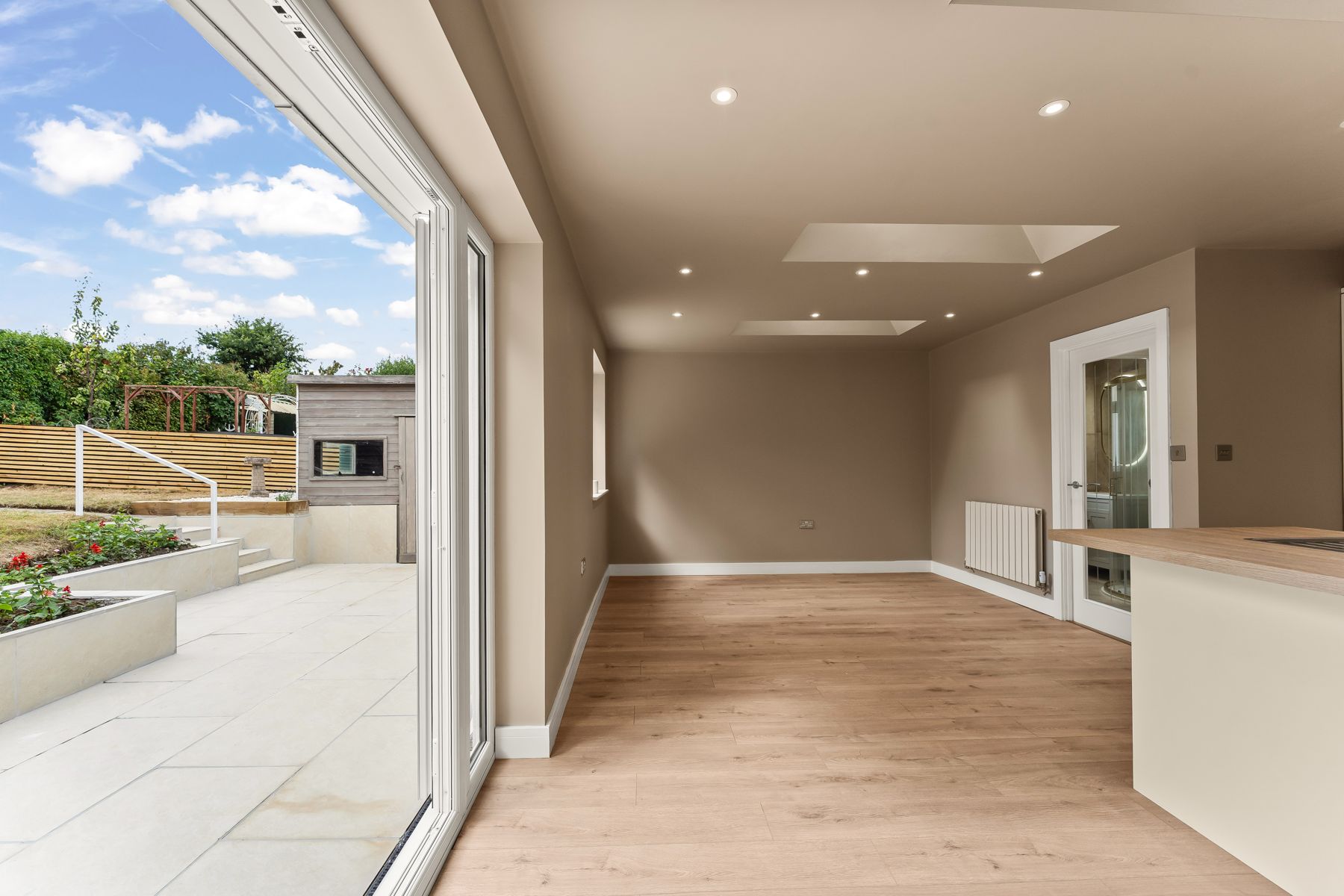 Open-plan kitchen and living after